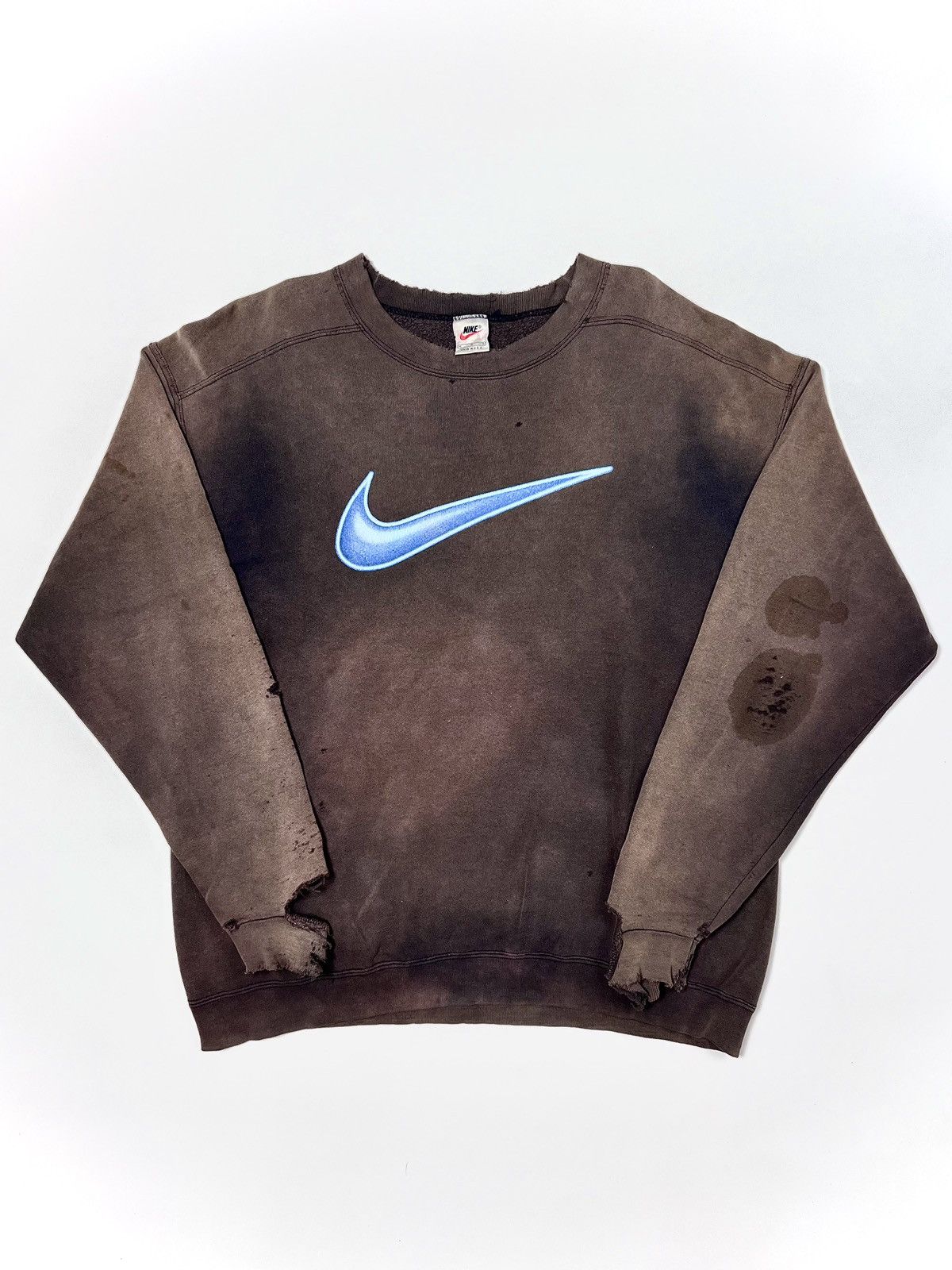 Nike 1990s Nike Bigswoosh Distressed Sweatshirt Destroyed Faded Size US M / EU 48-50 / 2 - 3 Thumbnail