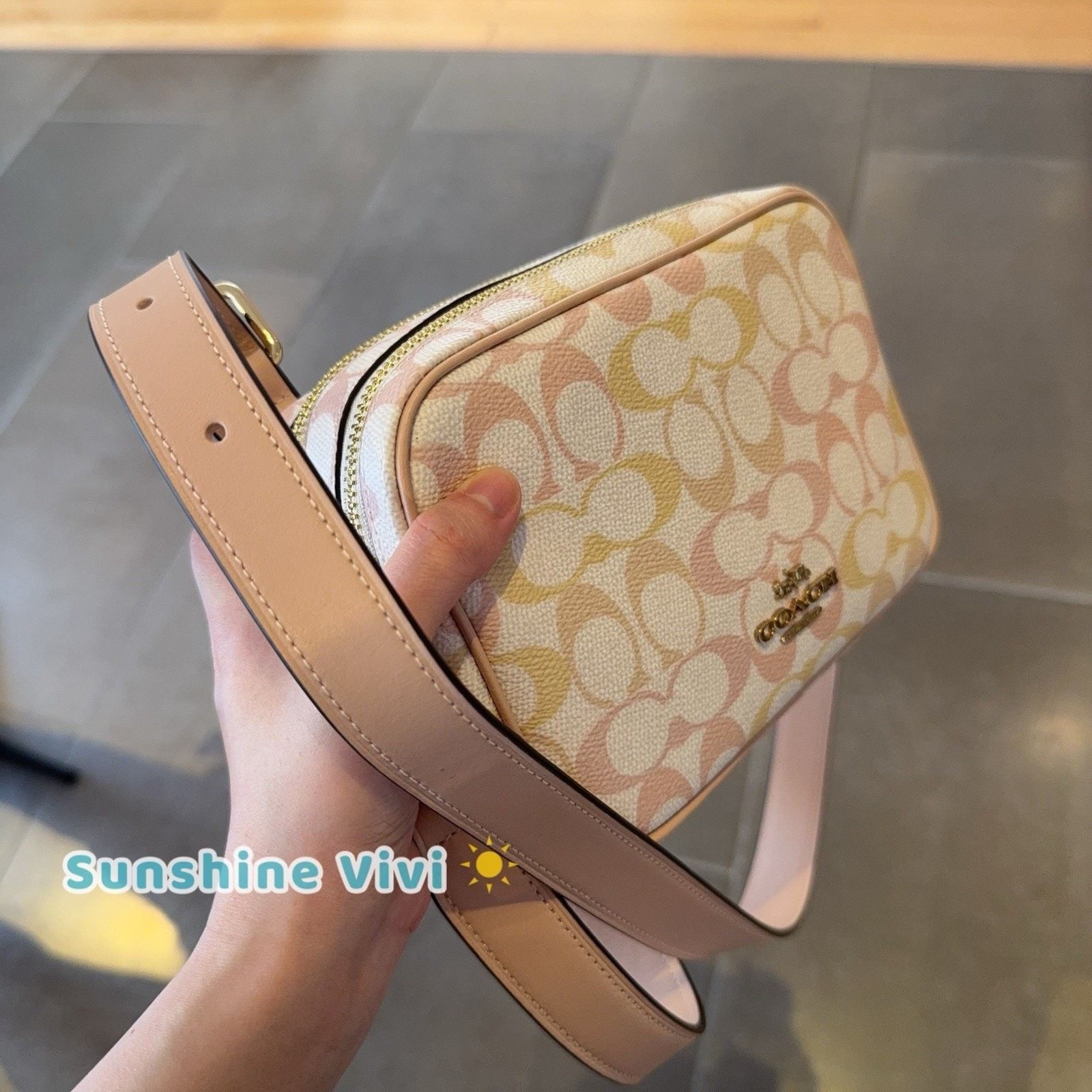 Coach NWT Coach Mini Carey Crossbody Bag Canvas CEK72 Chalk/Pink Size ONE SIZE - 3 Thumbnail