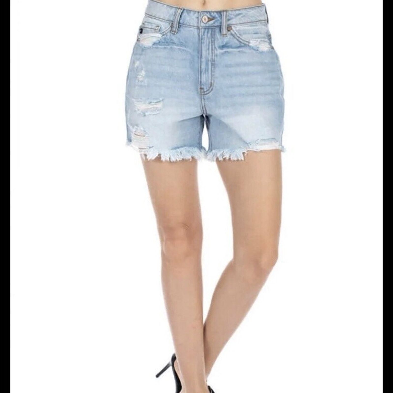 Kancan USA KanCan Ultra High Rise Denim Jean Cutoff Shorts NWT Size 26" / US 2 / IT 38 - 9 Thumbnail