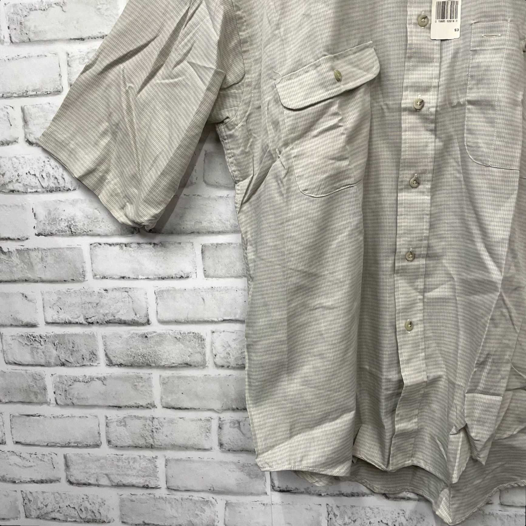 Vintage VINTAGE SANSABELT Cotton Plaid Button-Up Shirt Mens Short Sleeve Size L Beige Sports Size US L / EU 52-54 / 3 - 3 Thumbnail