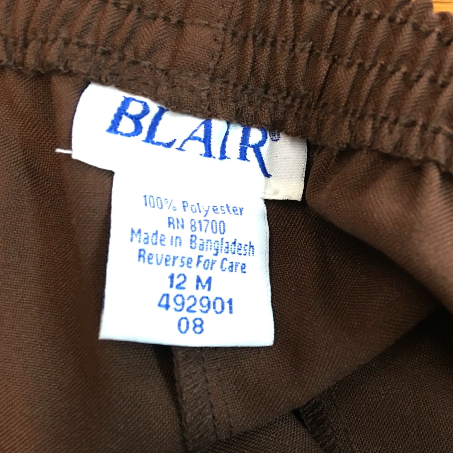 Blair Blair Womens Dress Pants Regular Stretch Waist Brown Size 12M Size 34" / US 12 / IT 48 - 4 Thumbnail