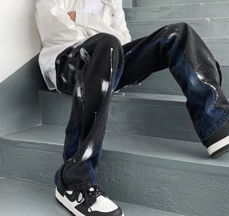 image of Denime Washed Splash Denim Pant in Black, Men's (Size 33)