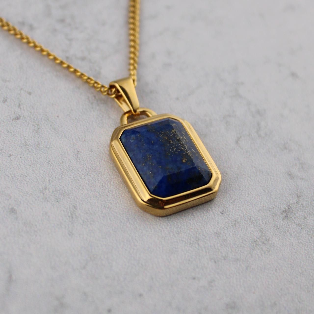 Jewelry Gold Lapis Lazuli Pendant Necklace Size ONE SIZE - 5 Thumbnail