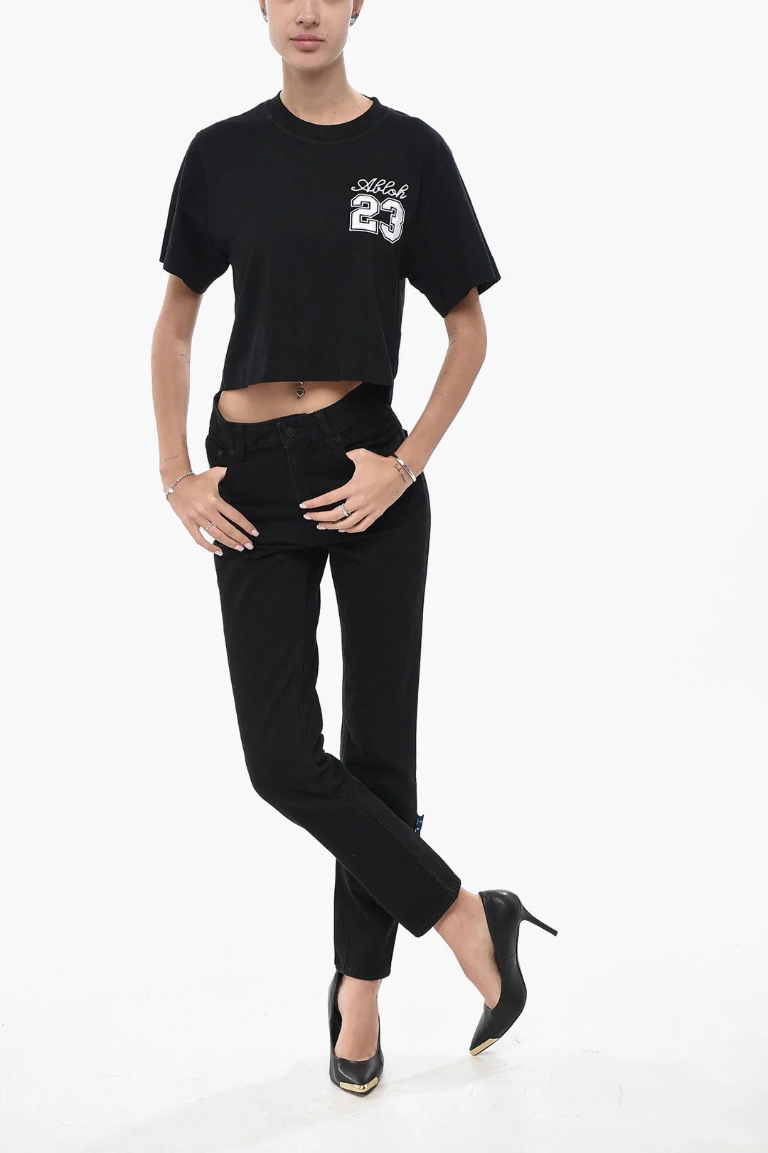 Off-White og1mm0426 Crop T-Shirtt in Black Size L / US 10 / IT 46 - 4 Thumbnail