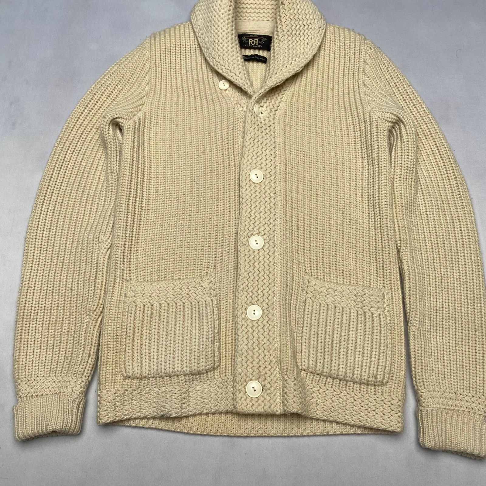 RRL Ralph Lauren RRL Double RL Wool Shawl Collar Chunky Knit Cardigan XS Size US XS / EU 42 / 0 - 2 Thumbnail