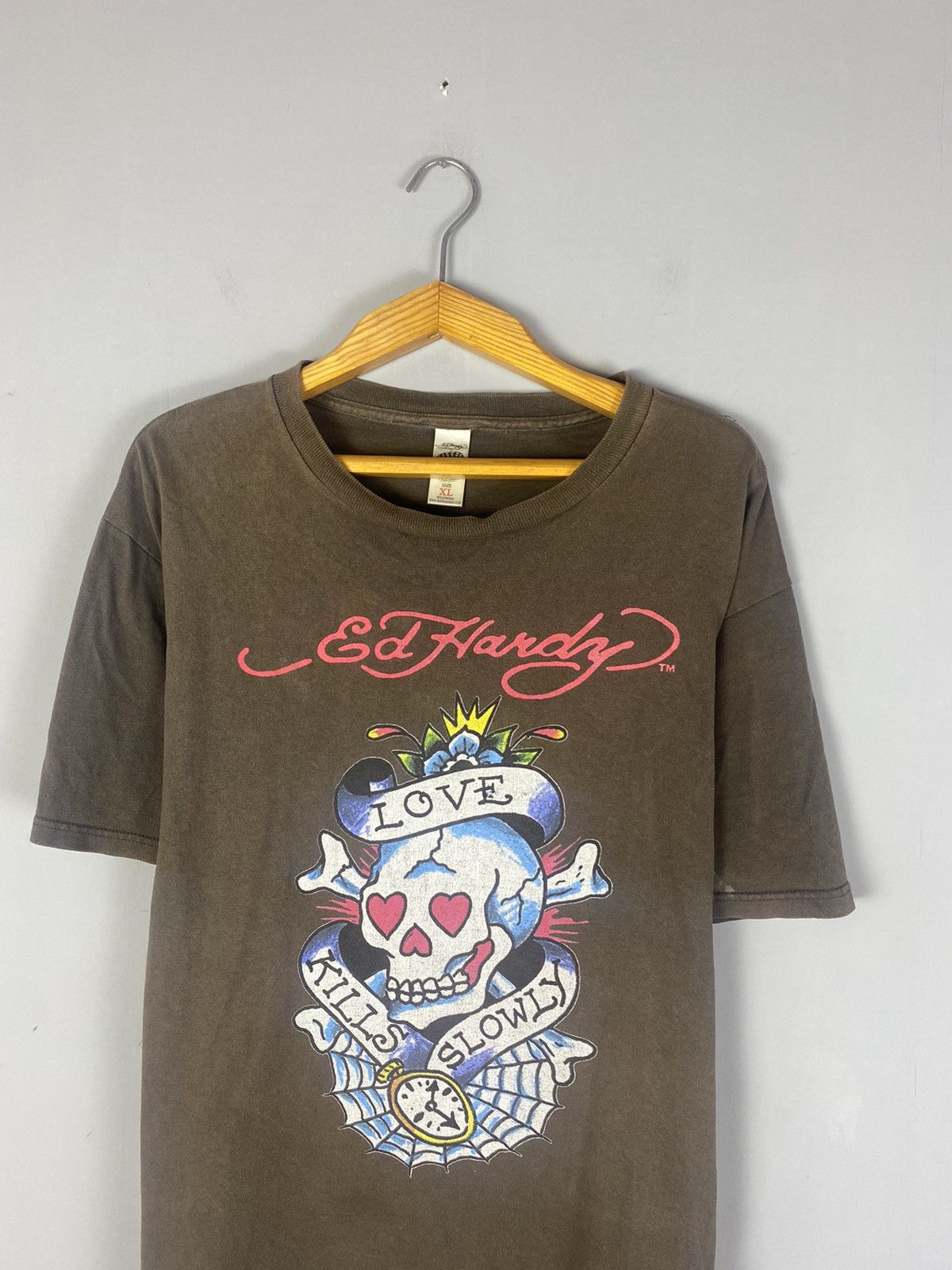 Ed Hardy × Vintage Vintage Ed Hardy big logo tee T-shirt brown Size US XXL / EU 58 / 5 - 2 Thumbnail
