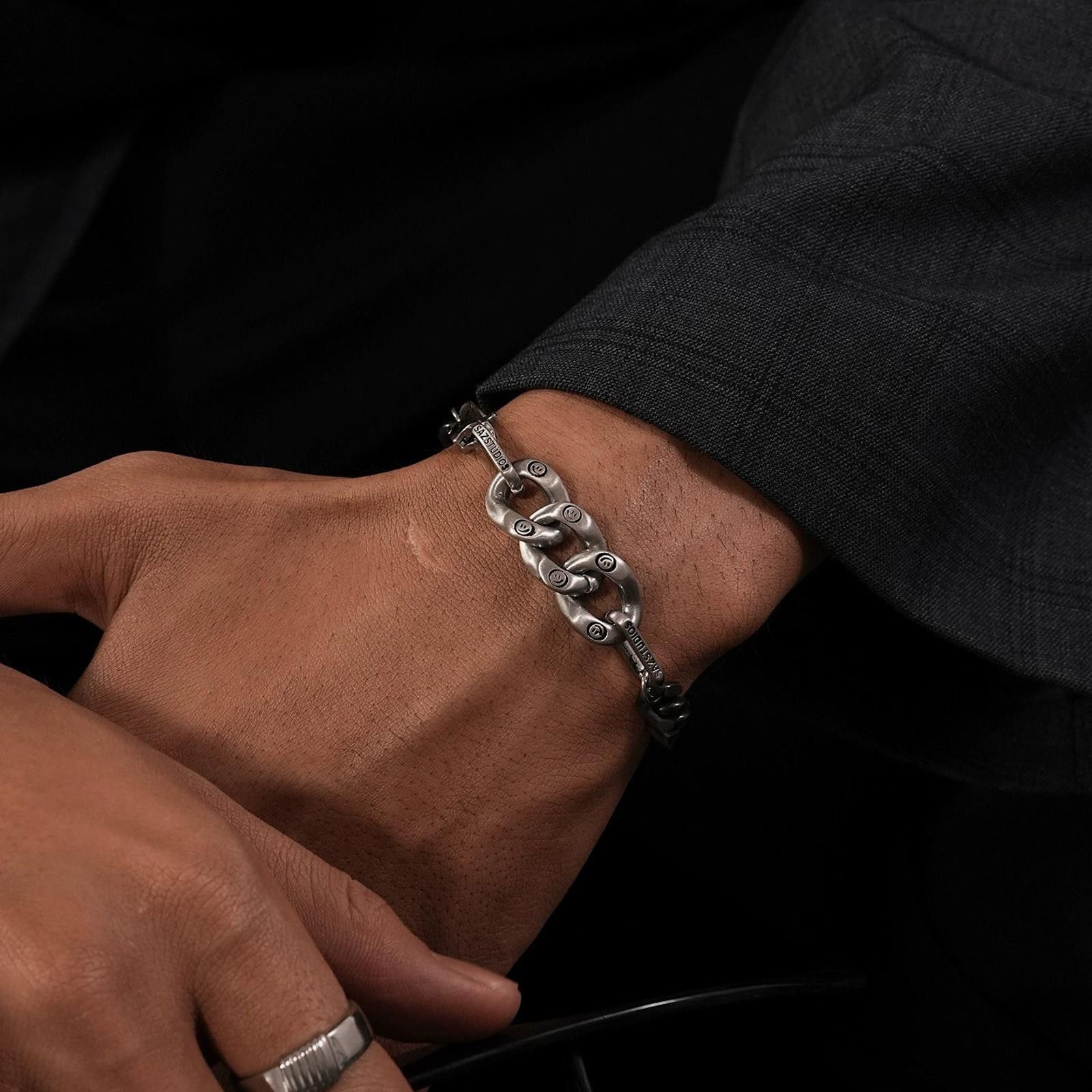 Jewelry Silver Chunky Link Chain Bracelet, Men's Bracelet Size ONE SIZE - 3 Thumbnail
