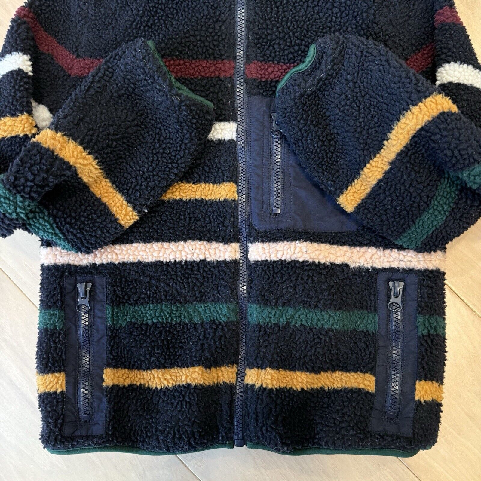 Faherty Faherty Dream Fleece Jacket Women's S Navy Striped Sherpa Size S / US 4 / IT 40 - 5 Thumbnail