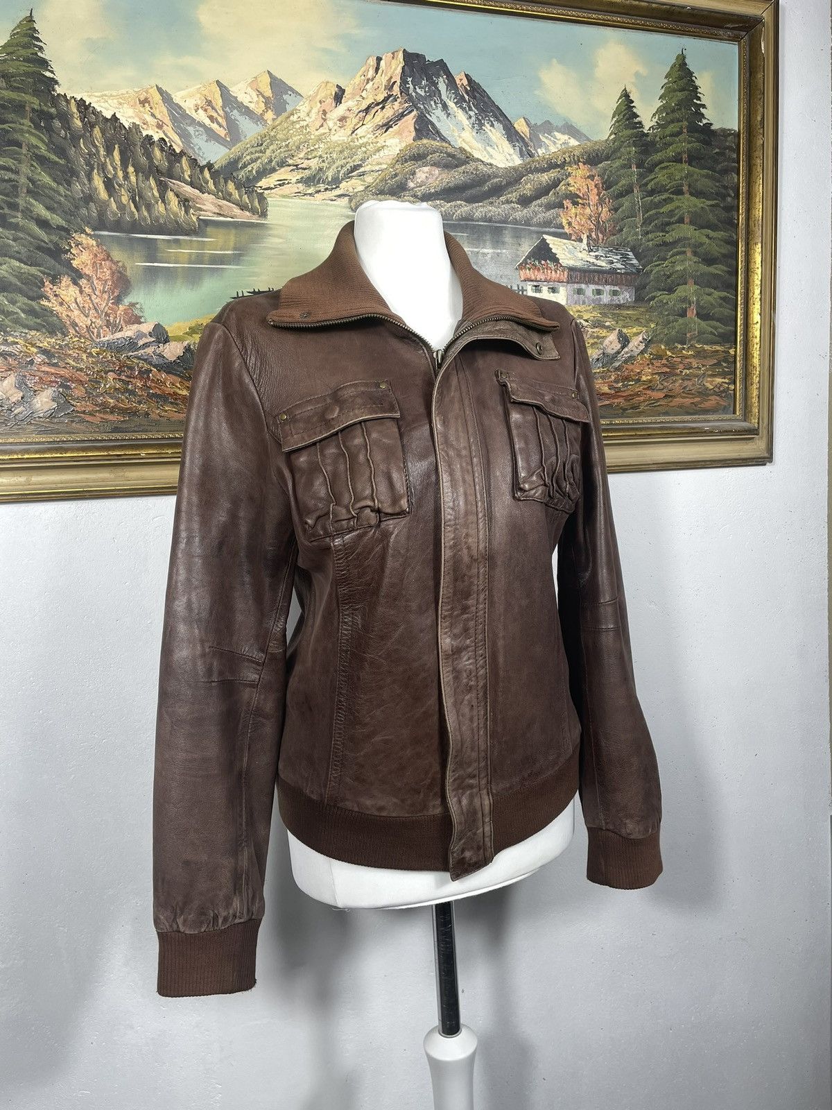 Vintage Washed Brown Retro 90s Genuine Real Leater Bomber Punk Rock Size M / US 6-8 / IT 42-44 - 5 Thumbnail