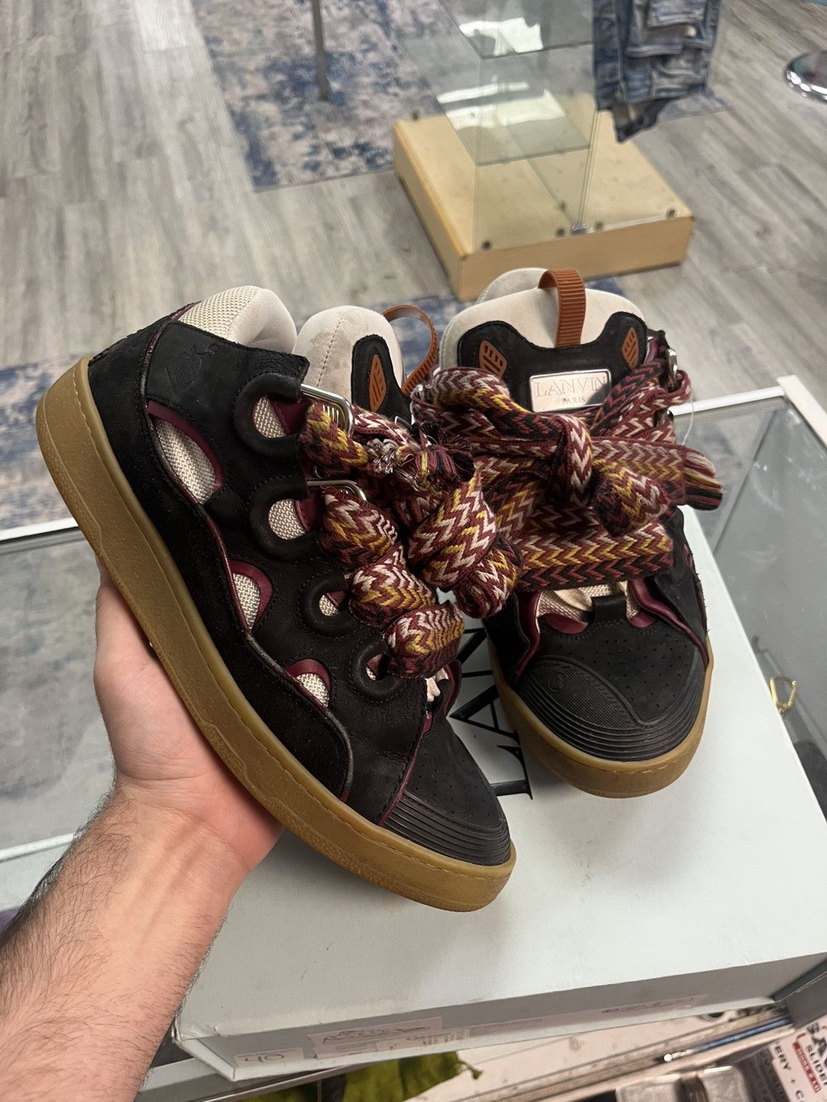 Lanvin Lanvin Curb Sneaker Black Maroon Laces Size US 11 / EU 44 - 1 Thumbnail