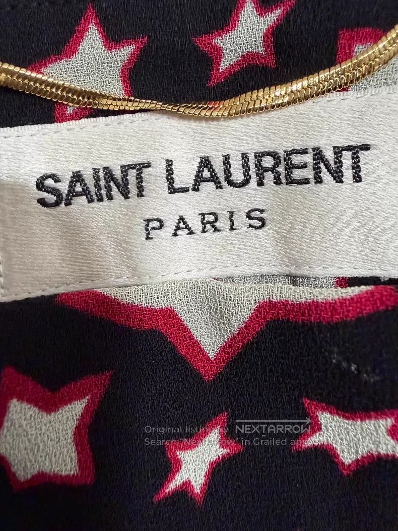 Saint Laurent Paris Saint Laurent Paris Mulberry Silk Star Printed Midi Skirt Size 35" - 3 Thumbnail