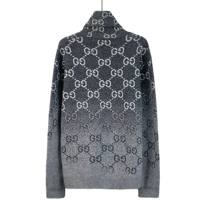 Gucci Gucci Gray logo jacquart full-print turtleneck long-sleeved Size US M / EU 48-50 / 2 - 2 Thumbnail