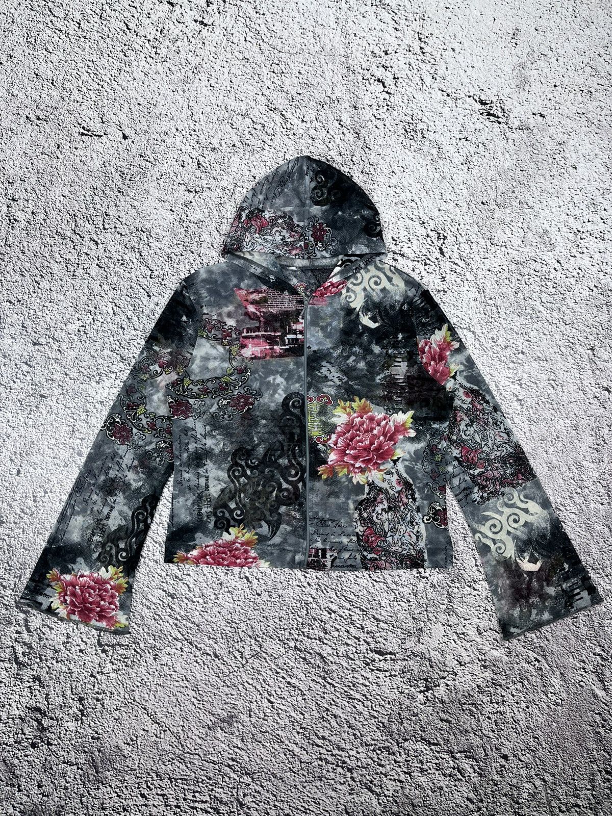 Japanese Brand Vintage Japanese Mesh Japan Asian AOP Zip Up Hoodie Size M / US 6-8 / IT 42-44 - 1 Thumbnail