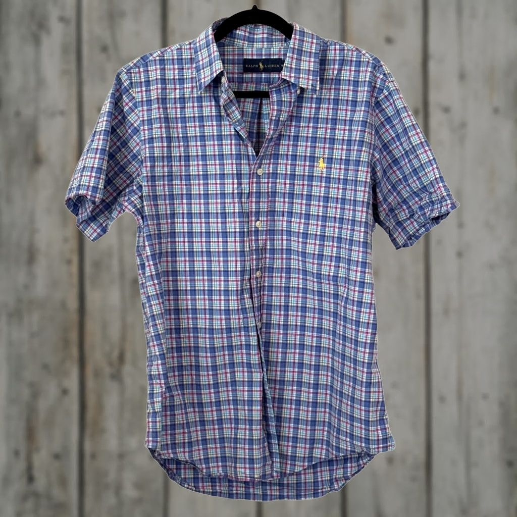 Ralph Lauren Ralph Lauren Men Plaid Short Sleeve Button Up Polo Shirt - Medium Blue Size US M / EU 48-50 / 2 - 1 Thumbnail