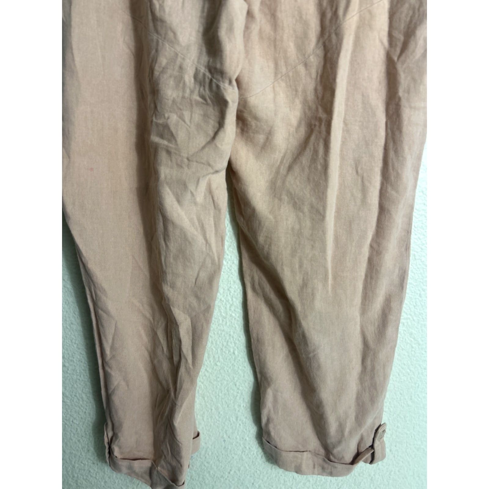 Pinko Sincerely Jules Womens Pants Drawstring Linen Rayon Pink Chino Large 36x28 Mens Womens Boys Girls? Size 36" / US 14 / IT 50 - 7 Thumbnail