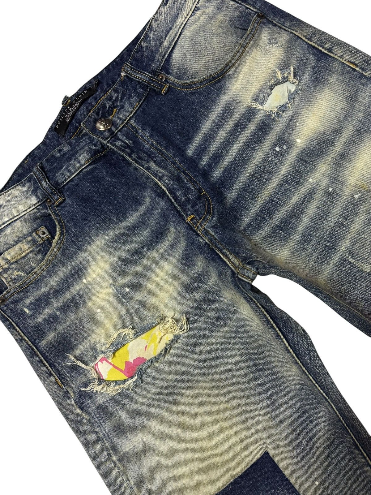 Philipp Plein Vtg Philipp Plein Homme Sashiko Distressed Jeans Size US 34 / EU 50 - 5 Thumbnail