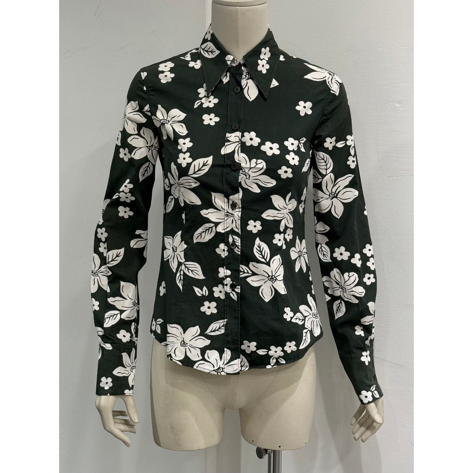 Miu Miu S/S2003 Miu Miu floral green shirt Size S / US 4 / IT 40 - 4 Thumbnail