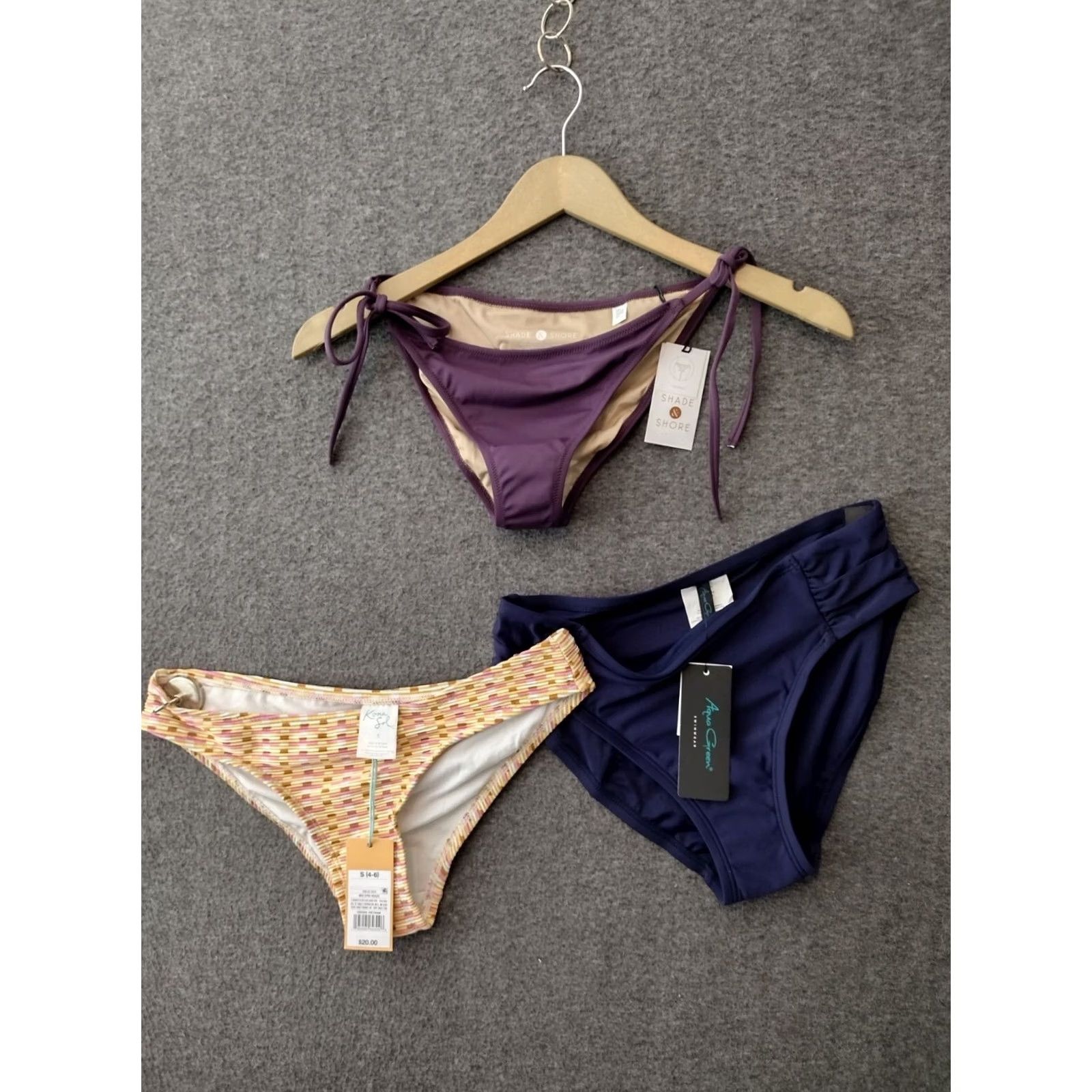 Swims Shade & Shore/Kona Sol/Aqua Green 3-Pack Bikini Bottoms Swim Bottoms Solid Multicolor S Womens Small Spaghetti Strap Nylon Stretch Size 28" / US 6 / IT 42 - 2 Thumbnail