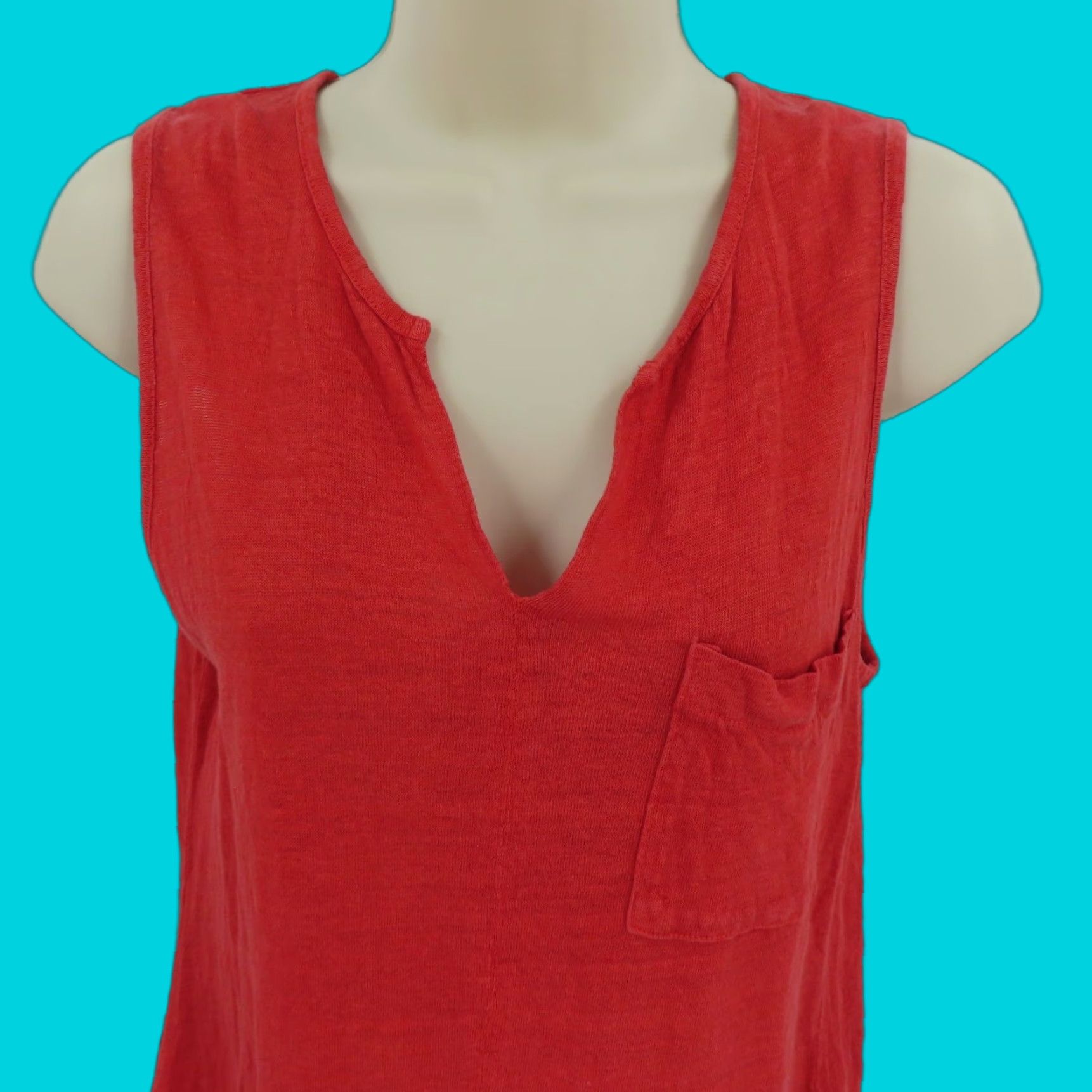 Sanctuary Sanctuary Shirt Women's Small Solid Red Linen Sleeveless Tank Top With Pocket Size S / US 4 / IT 40 - 1 Thumbnail