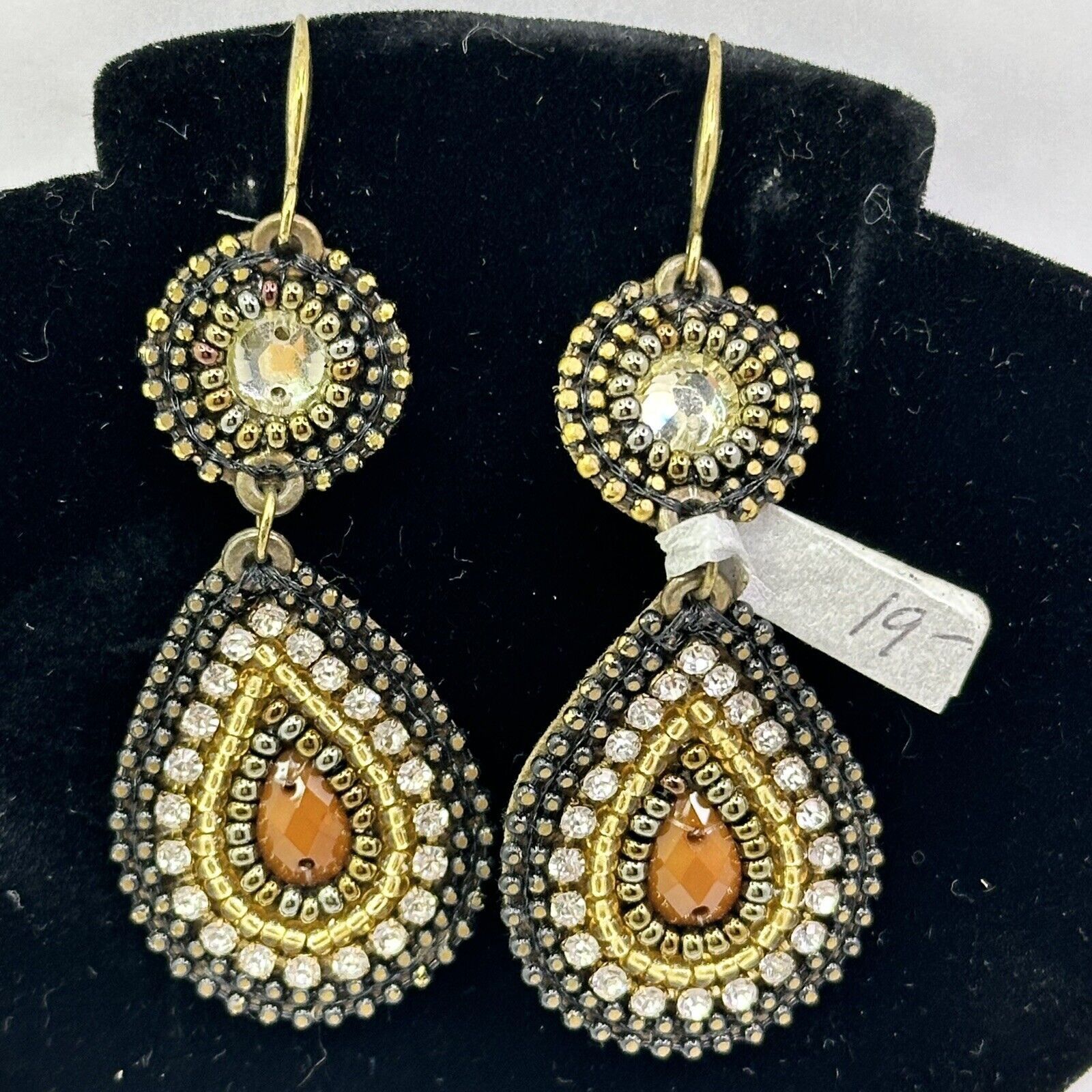 Handmade NEW Dangle Teardrop Beads Neutral Colors Hook Earrings Size ONE SIZE - 3 Thumbnail