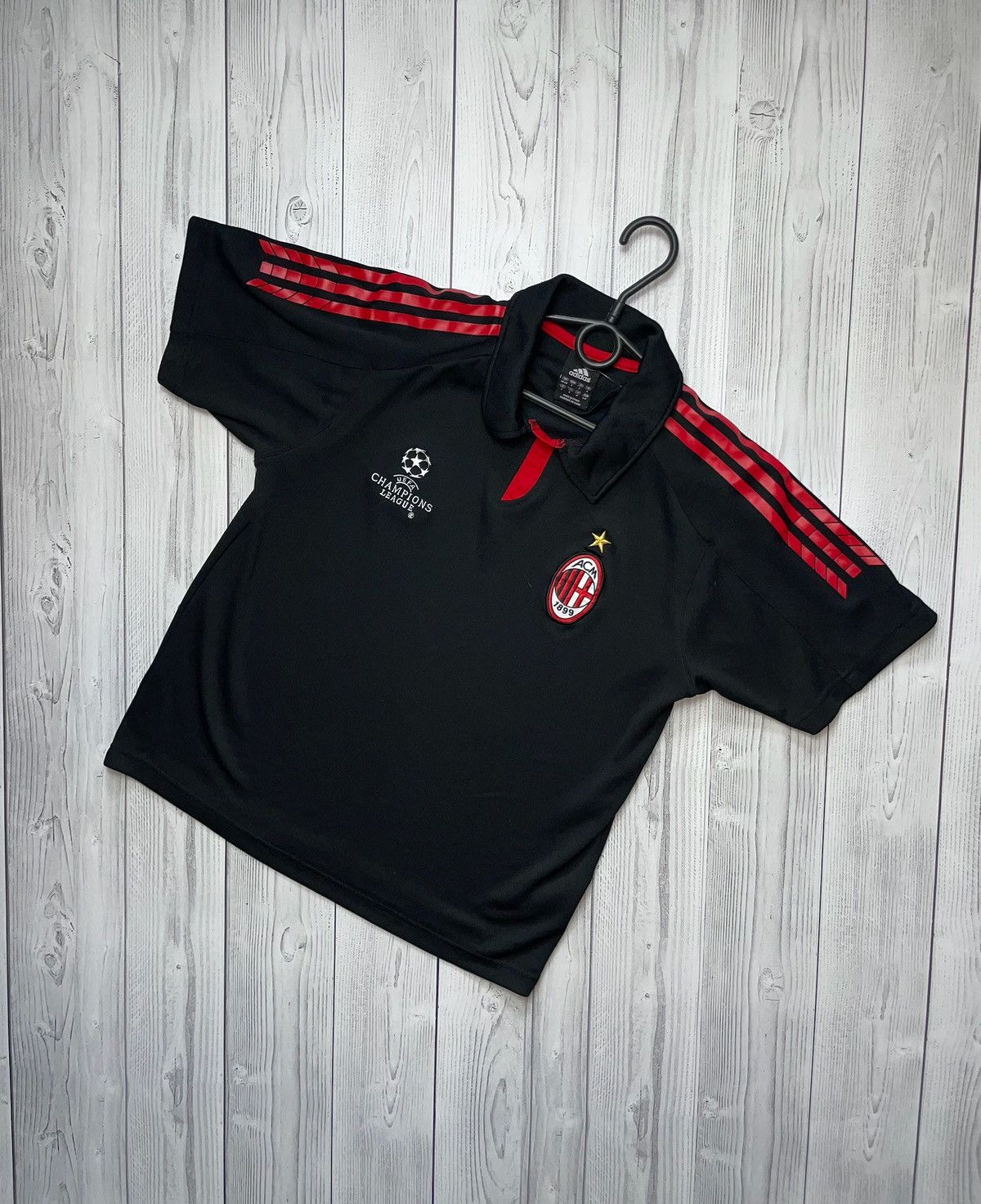 Vintage Vintage AC Milan soccer polo black champions league S Size US S / EU 44-46 / 1 - 1 Thumbnail