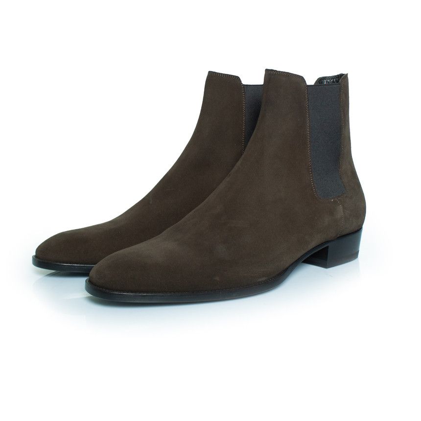 Saint Laurent Paris Saint Laurent, Kaki suede Chelsea ankle boots Size US 11.5 / EU 44-45 - 1 Thumbnail