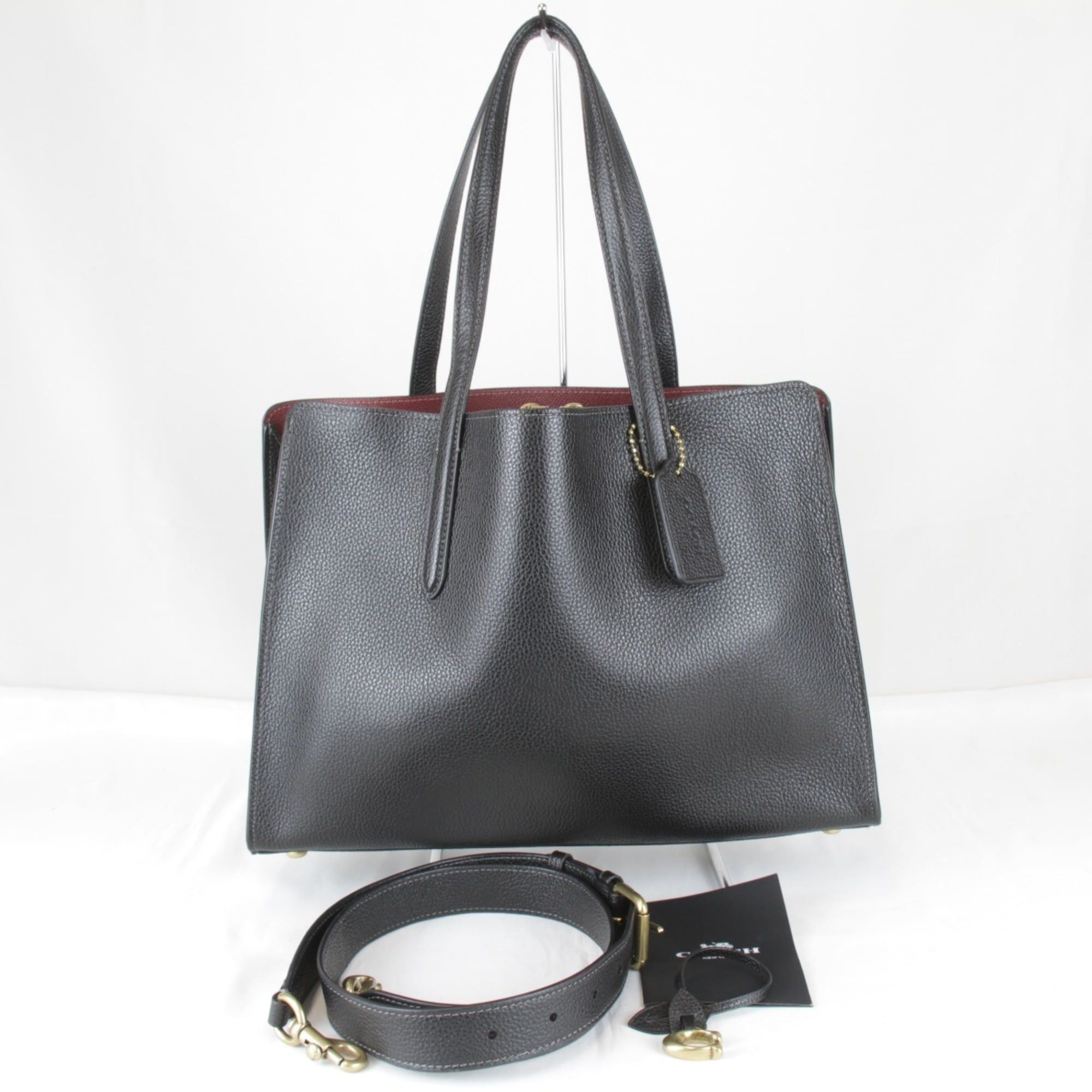 COACH E2311-CH805 Leather Shoulder Bag/2-Way Tote Bag in Black for 