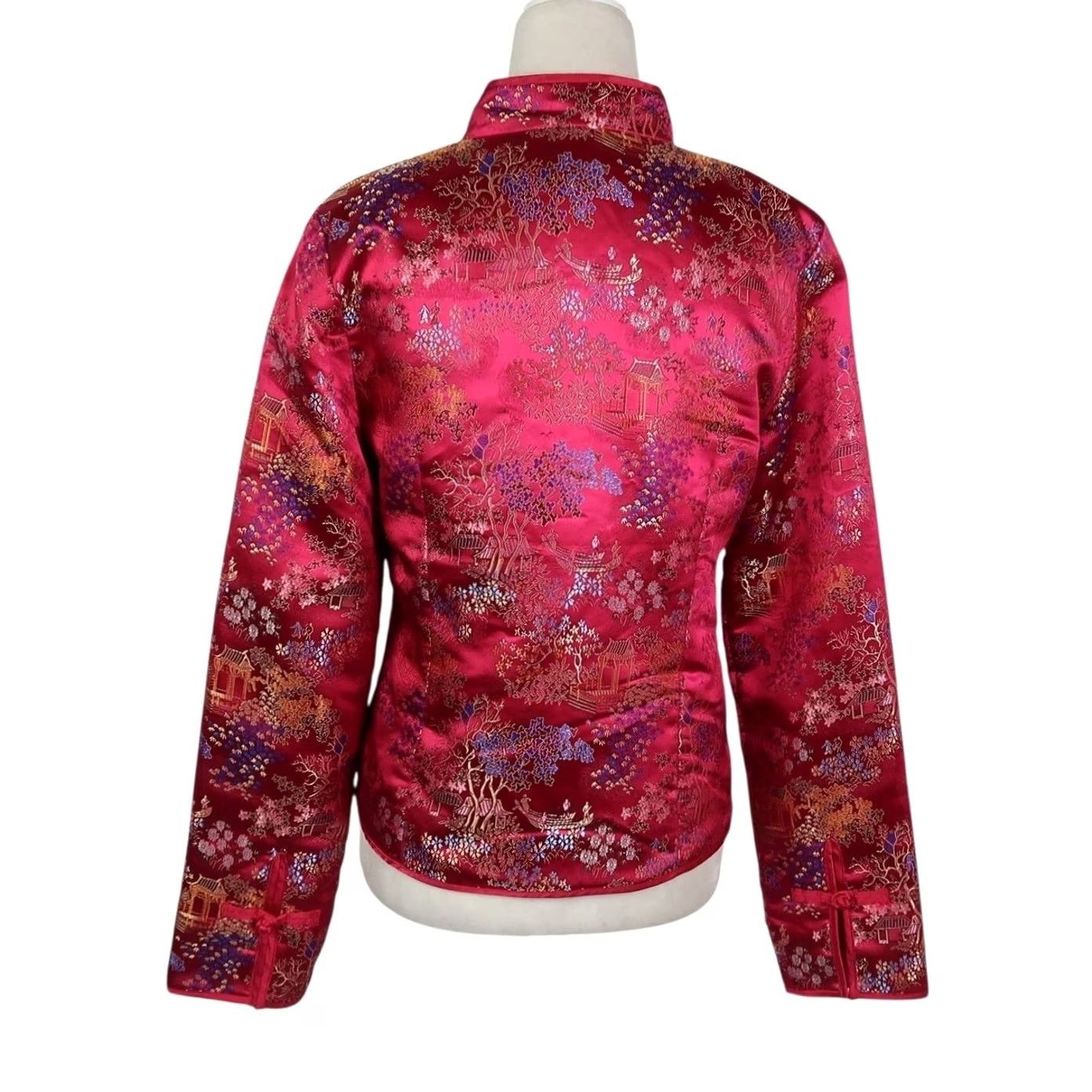 Old Navy VINTAGE Old Navy Pink Satin Embroidered Asian-Inspired Jacket M Women's Short Sleeve Silk? Nylon? (Note: Please verify fabric) Size M / US 6-8 / IT 42-44 - 4 Thumbnail