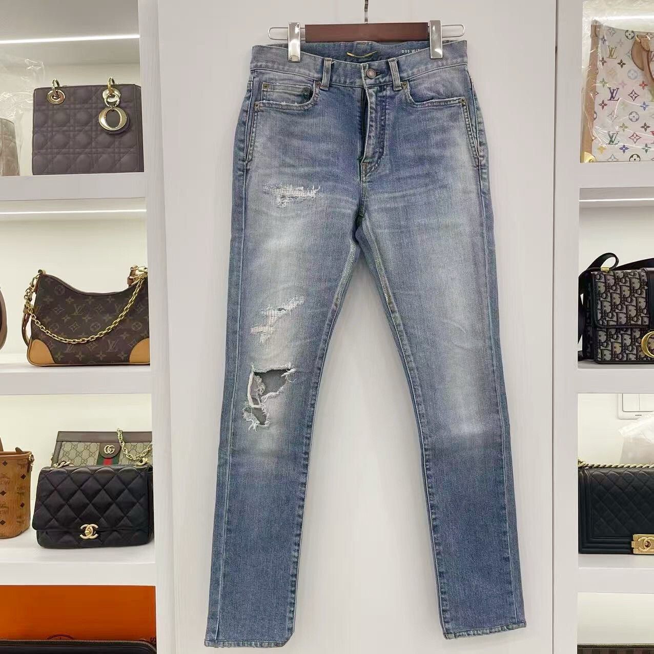Saint Laurent Paris saint laurent blue ripped denim jeans Size US 26 / EU 42 - 1 Thumbnail