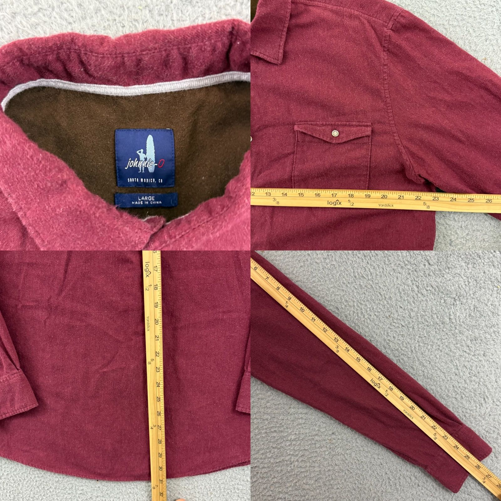 johnnie-O johnnie-O Shirt Mens L Red Button-Up Chamois Long Sleeve Preppy Vintage: No Size US L / EU 52-54 / 3 - 8 Thumbnail