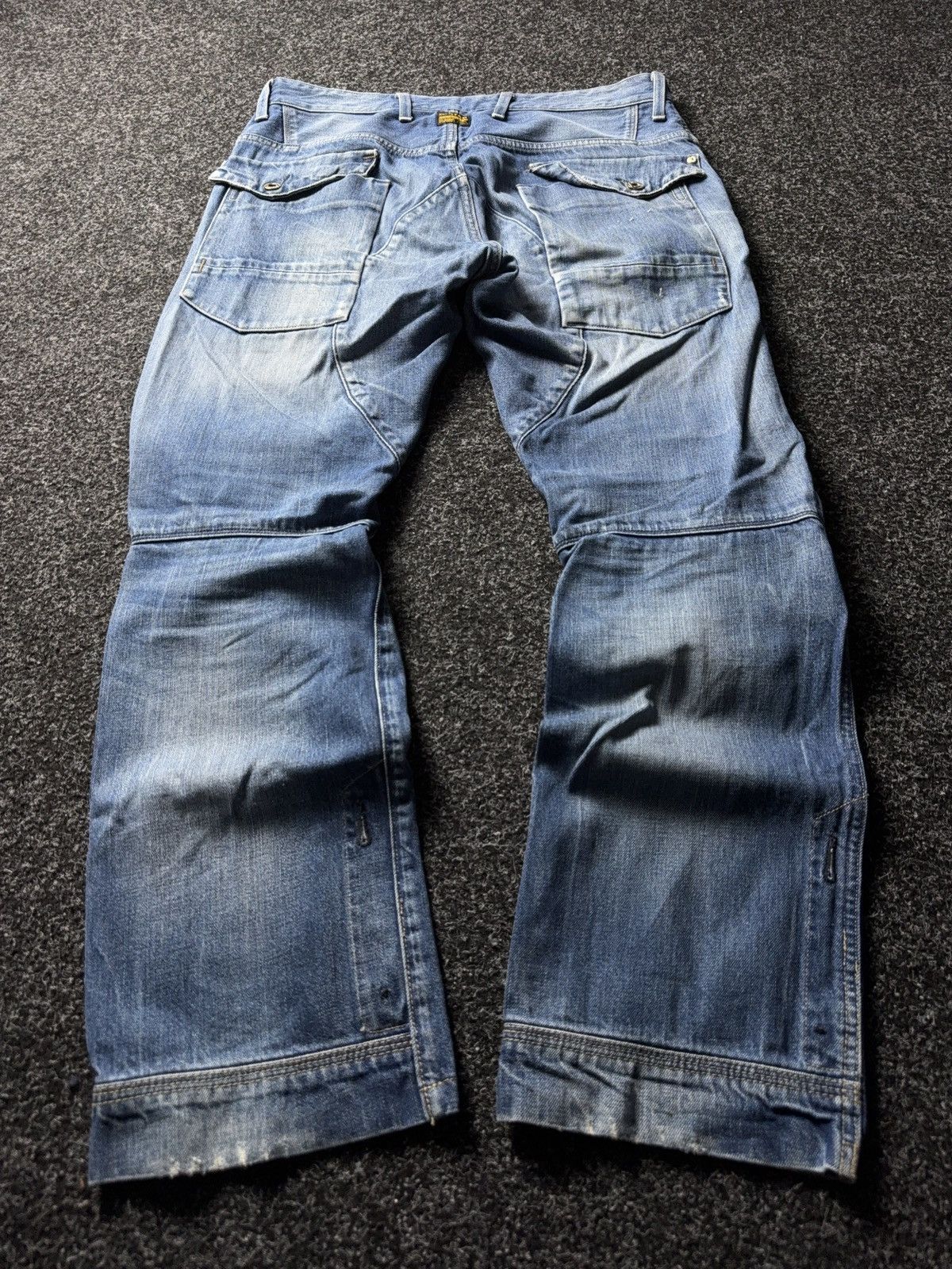 G-Star Vinatge 00s G-Star RAW Elwood 3D Cargo Distressed Jeans Blue Size US 30 / EU 46 - 11 Thumbnail