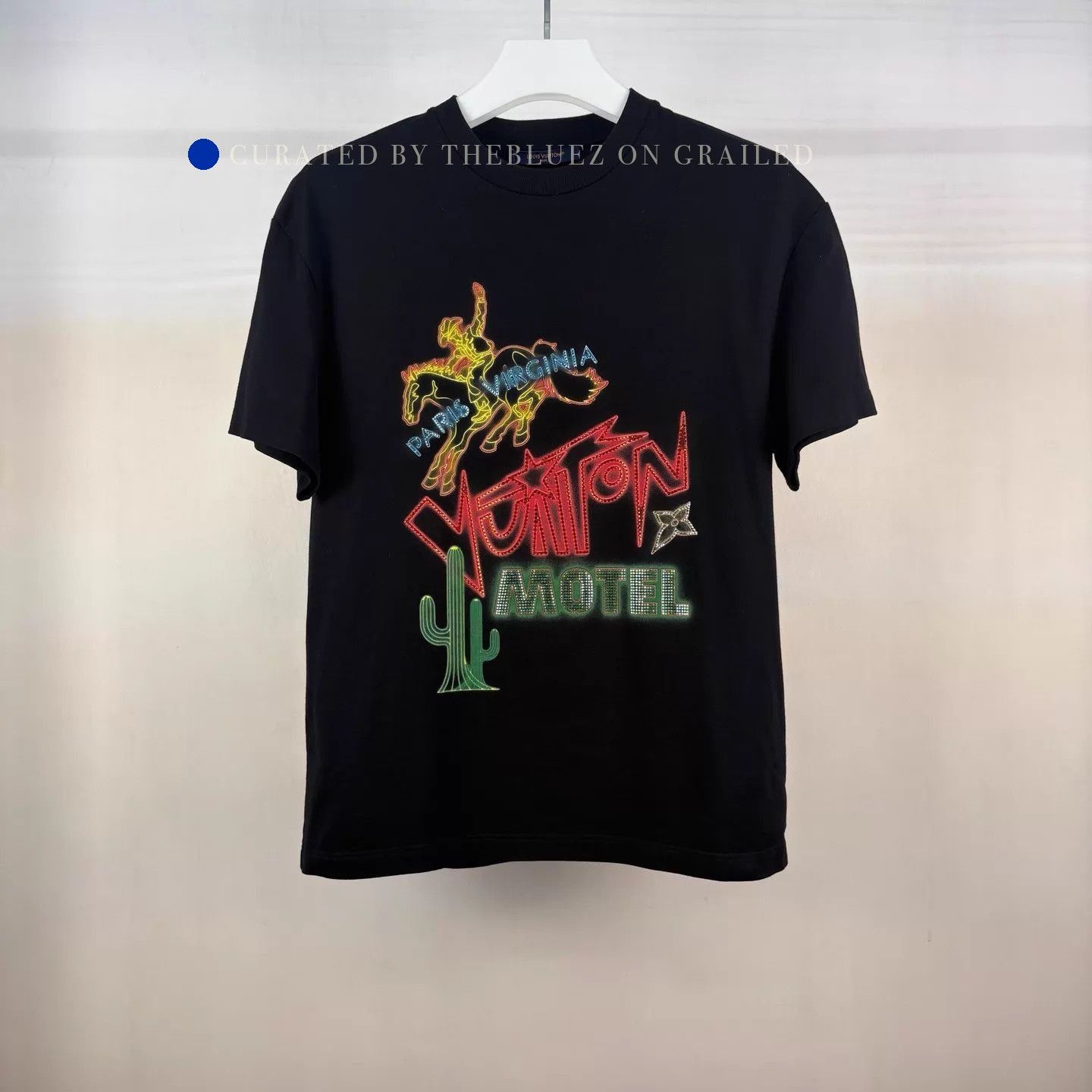Louis Vuitton Neon Rhinestone Short Sleeve Tee in Black Size US L / EU 52-54 / 3 - 1 Thumbnail