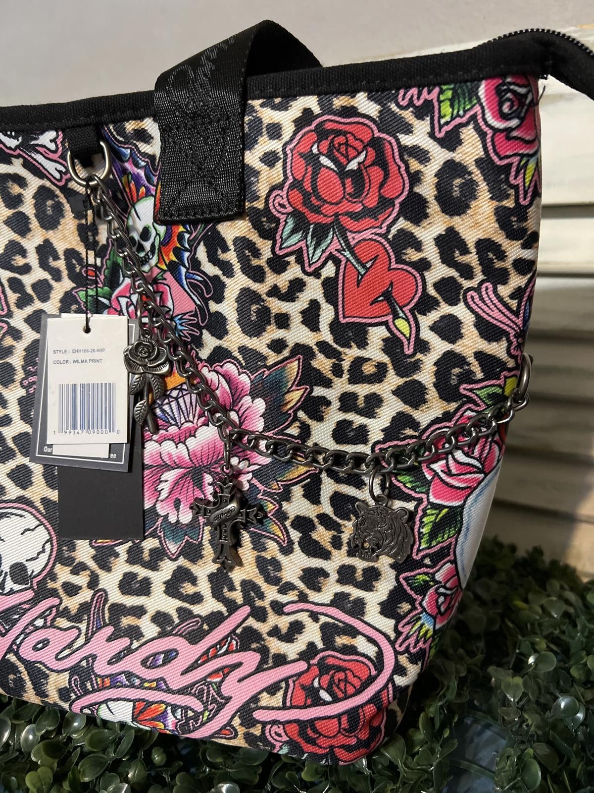 Ed Hardy Ed Hardy Leopard Print Tote Handbag Floral Skull & wallet Size ONE SIZE - 4 Thumbnail
