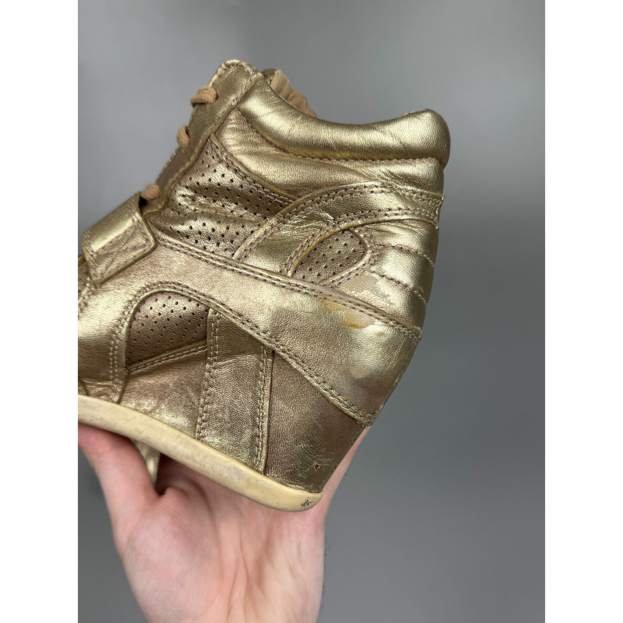 ASH ASH Bowie Hidden Wedge Gold Isabel Marant Type Sneakers Size US 8 / IT 38 - 7 Thumbnail