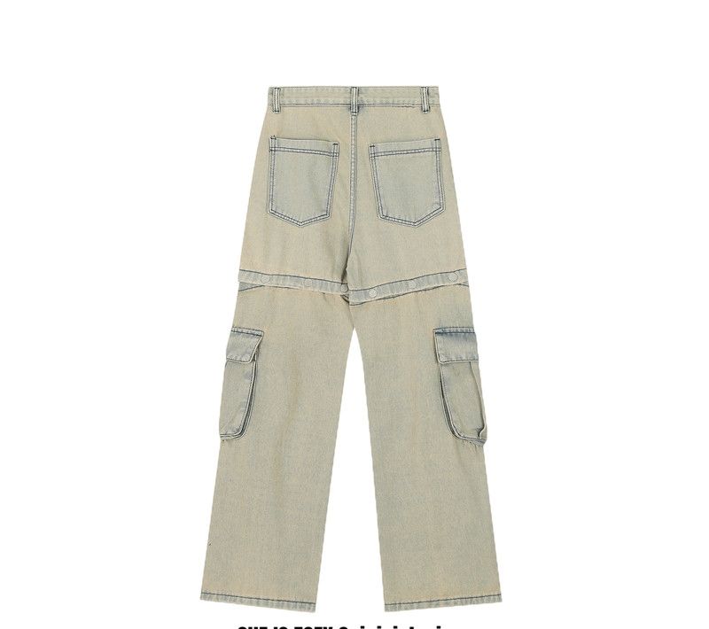 Japanese Brand × Jean × Streetwear Retro Buttons Detachable Design Wide ...
