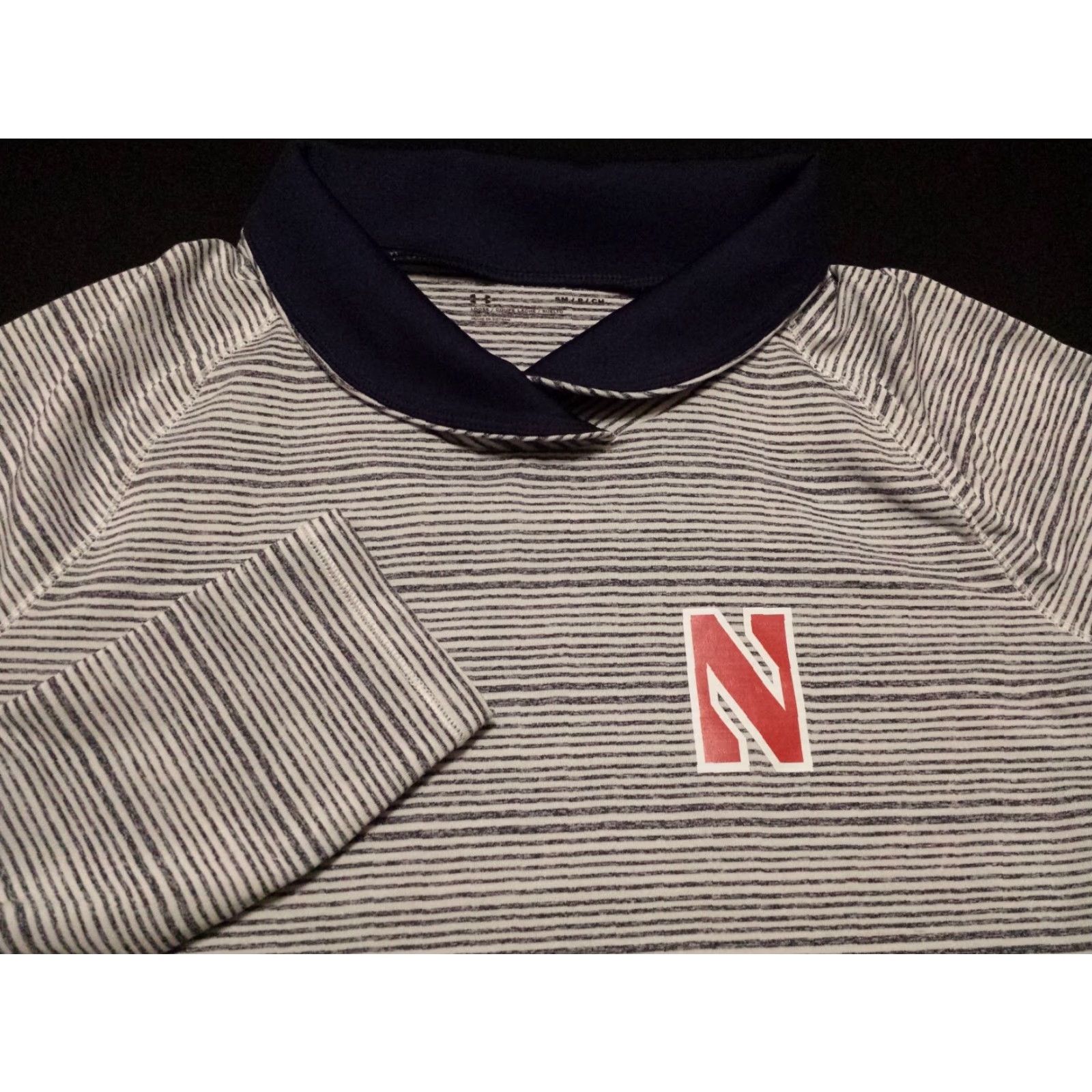 Under Armour Under Armour Womens Small Shirt L/S Blue Striped Mock Neck Nebraska Cornhusker Size S / US 4 / IT 40 - 2 Thumbnail