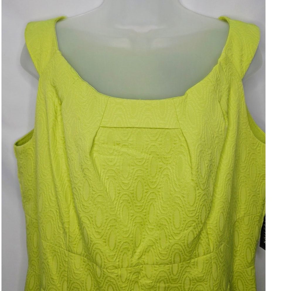 Other K Studio Lime Green Retro Jacquard Pleated Shift Dress Size XXL / US 16-18 / IT 52-54 - 3 Thumbnail