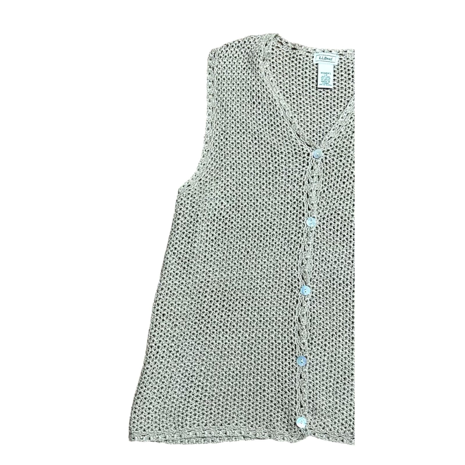 Vintage VINTAGE L.L. Bean Women's Crocheted Vest Brown Knit Open-Knit Bohemian Sz Large 90's Y2K Sleeveless Regular Womens Size L / US 10 / IT 46 - 2 Thumbnail