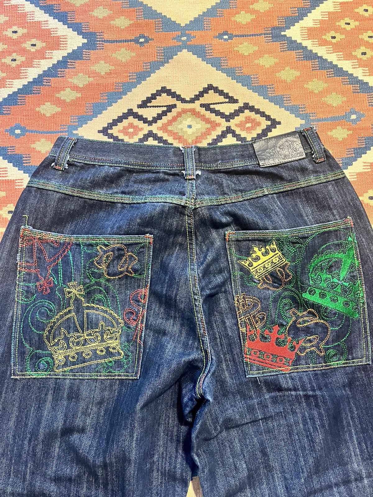 Vintage Vintage Y2K JNCO style wide leg baggy denim embroidered RARE Size US 36 / EU 52 - 3 Thumbnail