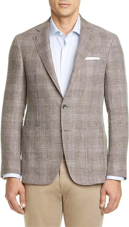Canali Canali Kei Plaid Linen & Wool Sport Coat 54 EU / 44 US Long Size 44L - 1 Thumbnail