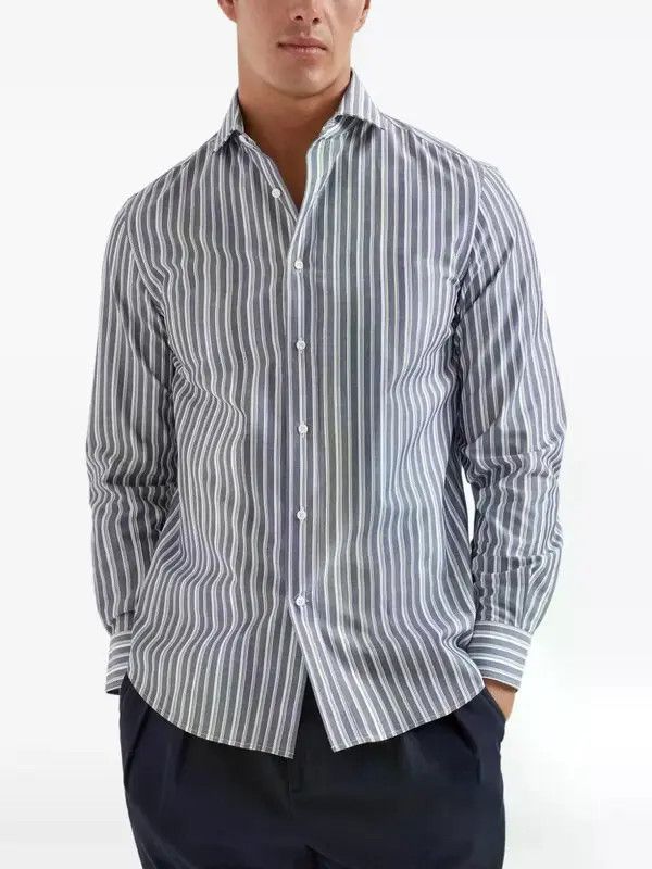 Brunello Cucinelli o1la1rc1a0326 Striped Shirt in Blue/White Size US XL / EU 56 / 4 - 3 Thumbnail
