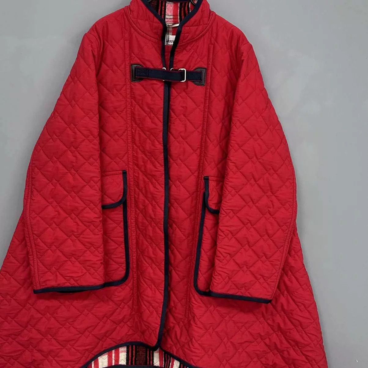 Hermes Hermès Red Quilted Irregular Hem Cotton Coat 38 Size S / US 4 / IT 40 - 2 Thumbnail