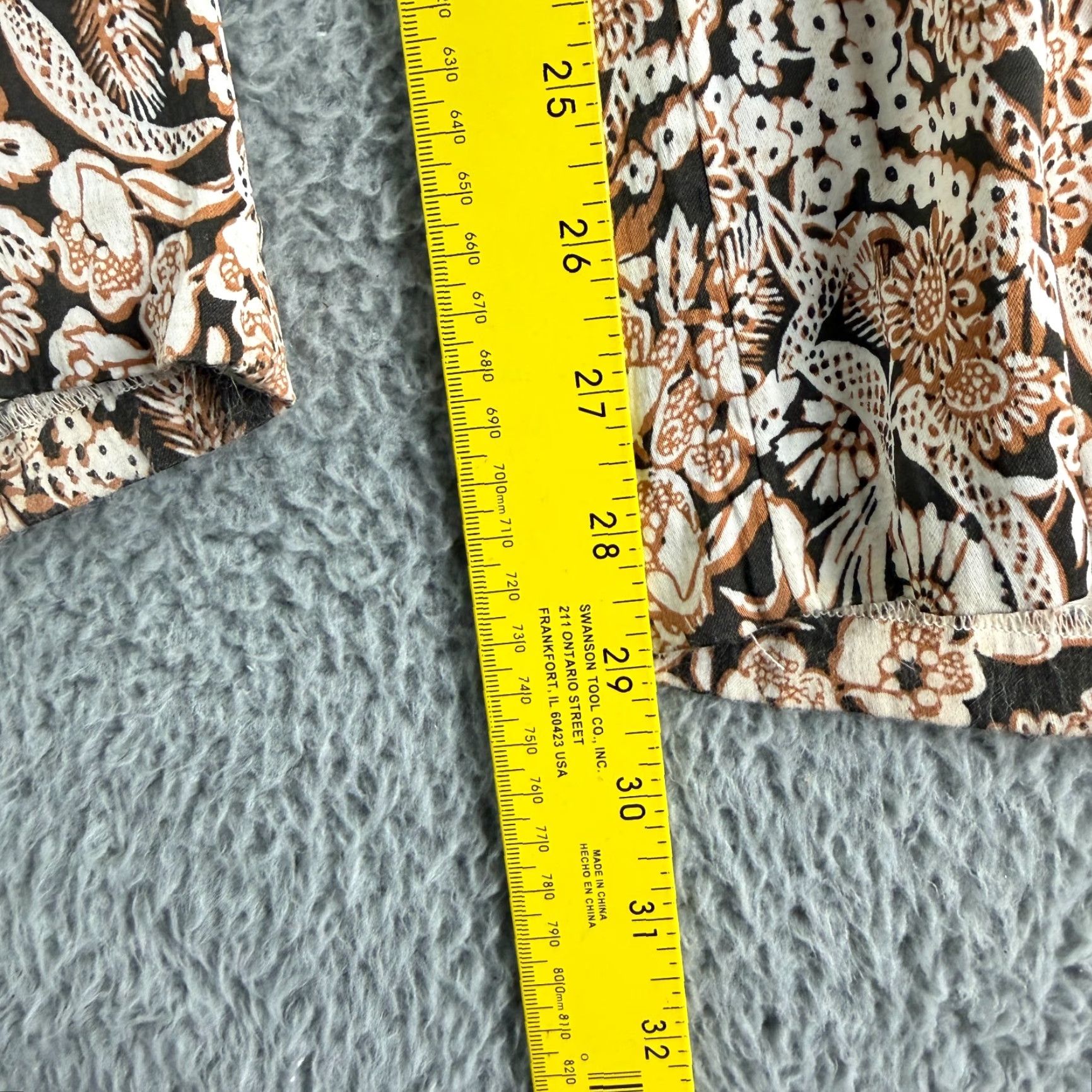 Anthropologie VINTAGE Anthropologie Satin Flare Pant Brown Floral High-Rise Side Zip Boho Hippie Size 32" / US 10 / IT 46 - 6 Thumbnail