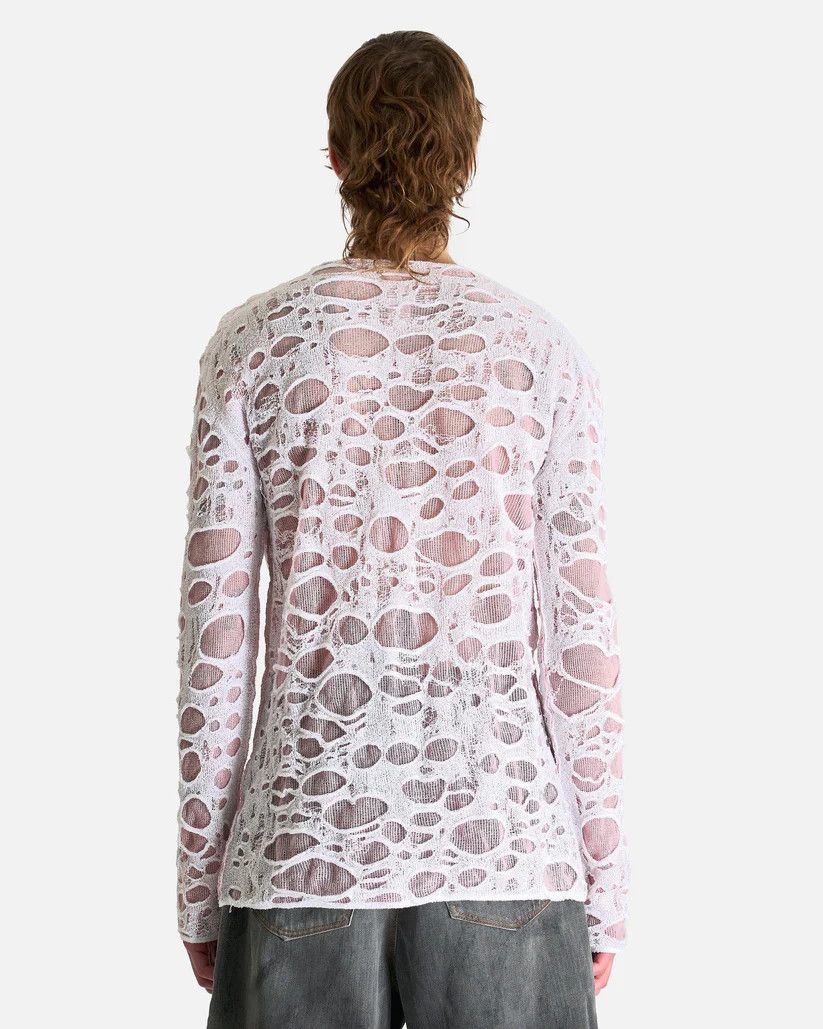 Acne Studios o1s1v1r1oon0825 Sheer Knitwear Long Sleeve in White/Pink Size US L / EU 52-54 / 3 - 2 Thumbnail