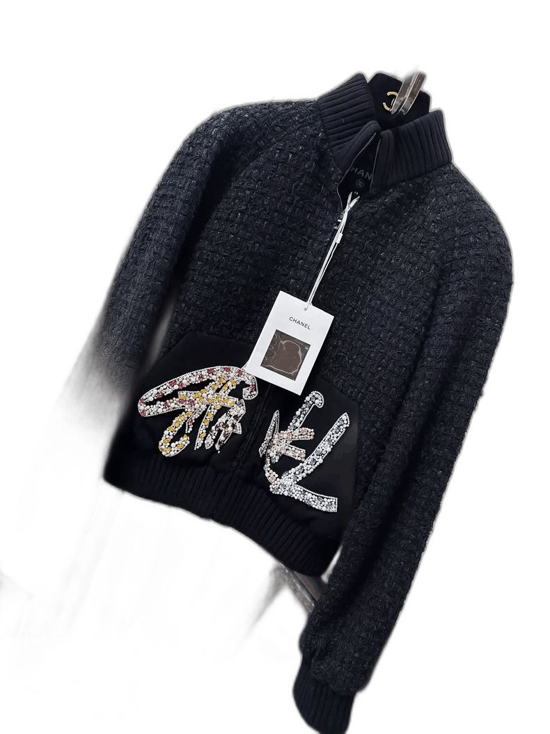 Chanel Chanel Black Tweed Jacket with Embroidery Size M / US 6-8 / IT 42-44 - 1 Thumbnail