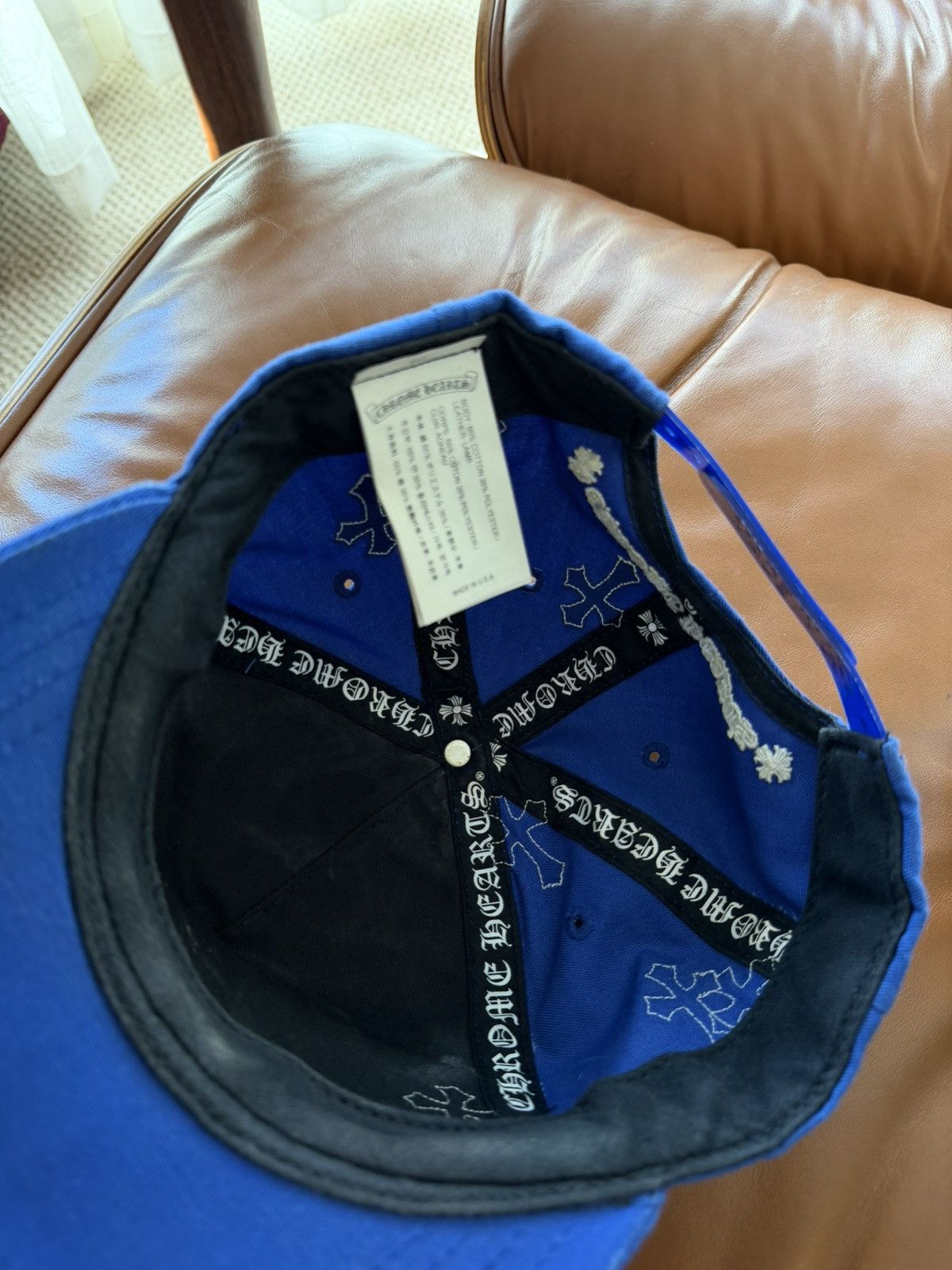 Chrome Hearts Chrome Hearts CH Snapback Hat - Blue W/ White Leather Patch Size ONE SIZE - 9 Thumbnail