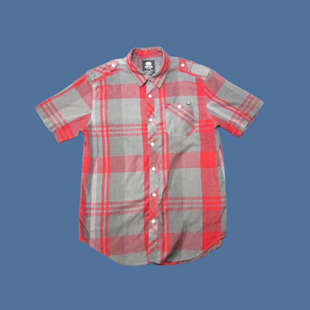 Ecko Unltd. Ecko Unltd. Shirt Mens Large Gray Red Plaid Short Sleeve Button Up Pocket 90s Y2K Casual Shirt Mens L Gray Red Plaid Button-Up Pulse 90s Theme Size US L / EU 52-54 / 3 - 1 Thumbnail