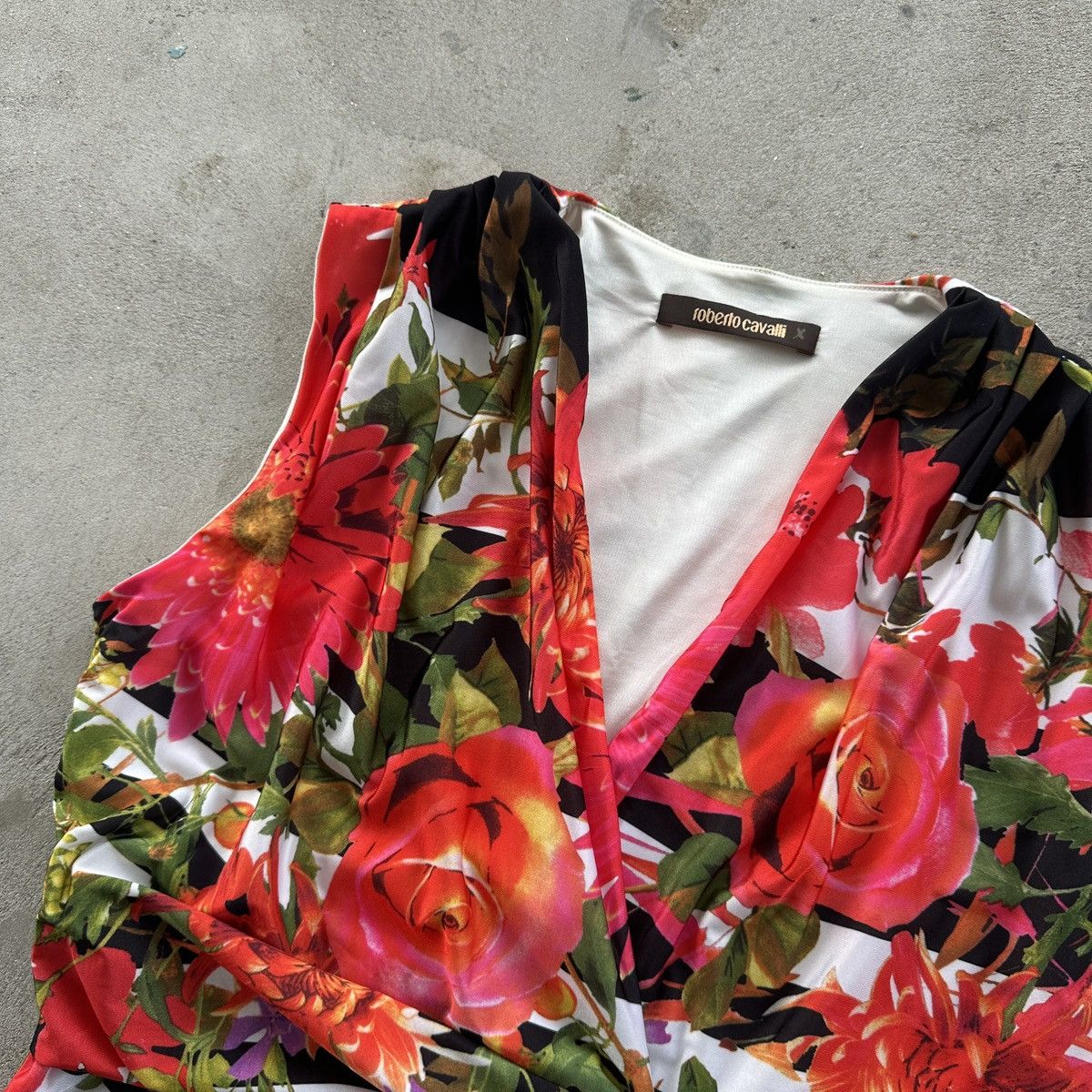Roberto Cavalli Vintage Roberto Cavalli Floral Midi Dress Melat Red Womens M Size M / US 6-8 / IT 42-44 - 6 Thumbnail