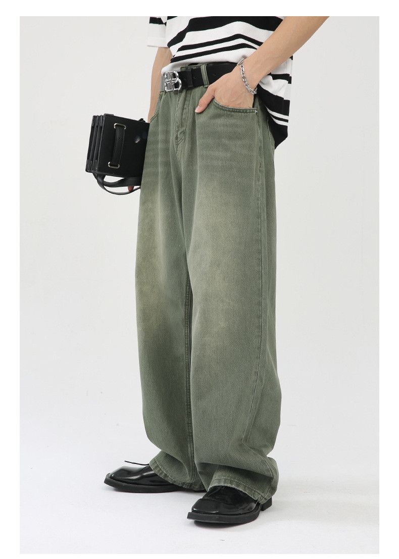 Japanese Brand Japanese retro green washed loose straight mid-rise jeans Size US 32 / EU 48 - 3 Thumbnail