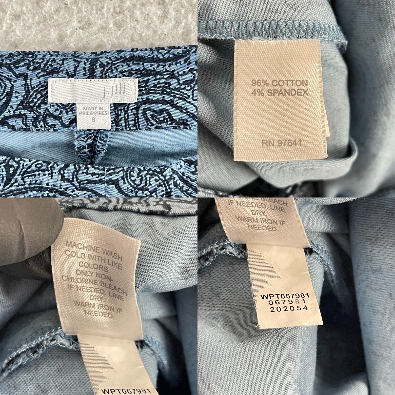 J. Jill J. Jill Blue Paisley Ankle Length Pants Womens Mid-Rise Flat Front Size 6 Size 28" / US 6 / IT 42 - 9 Thumbnail